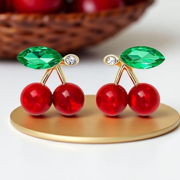 🆕️Cute Cherry Stud Earrings ✨Dainty & Minimalist | 925 Sterling Silver Posts 🍒 - Picture 1 of 9